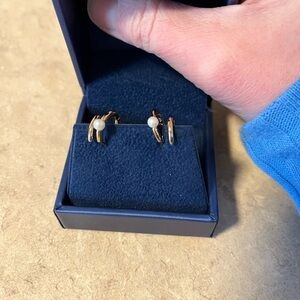 Gold and Pearl Hoop Earrings